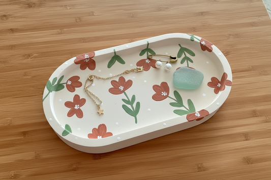 Coral Floral Trinket Tray
