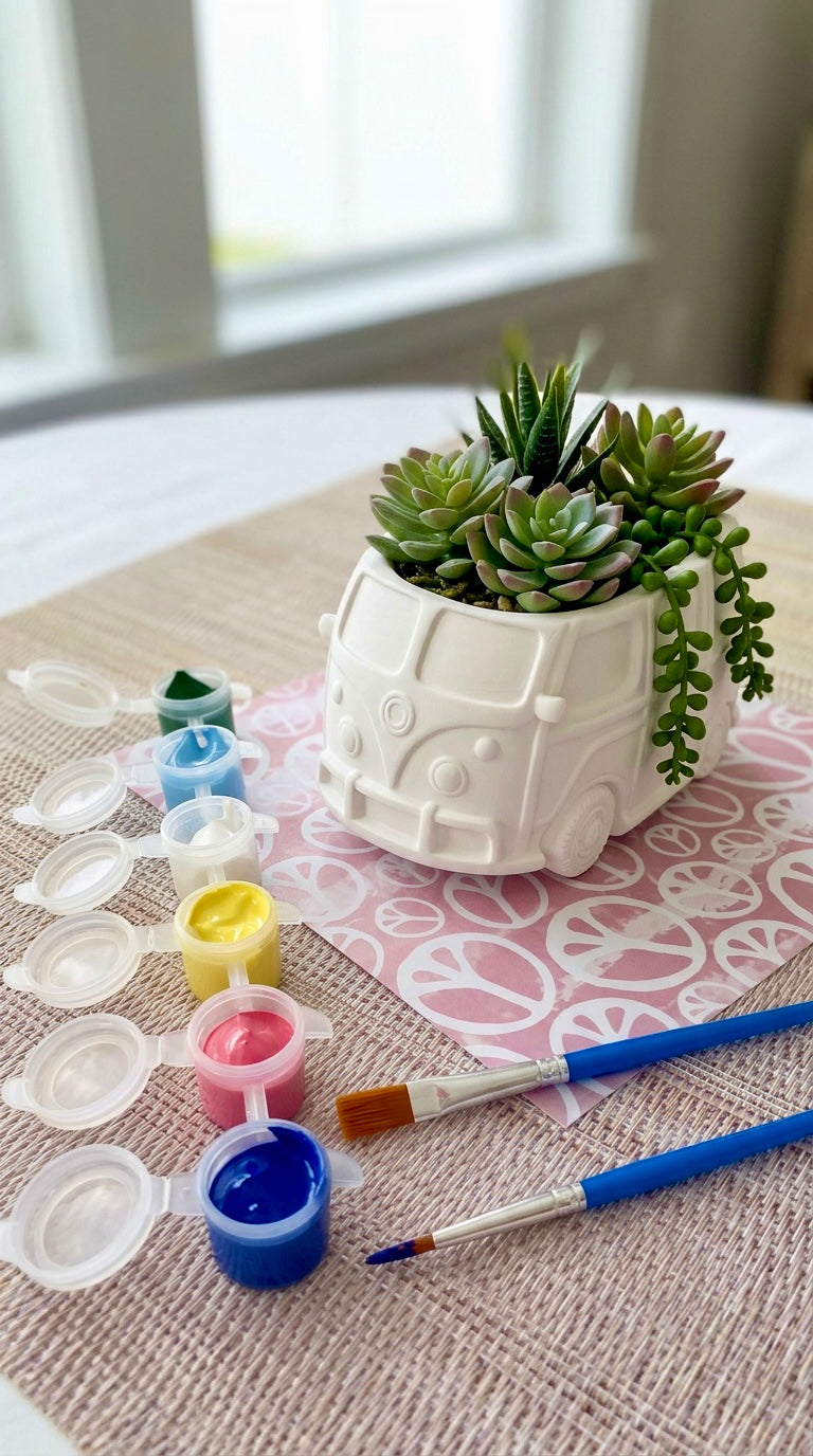 VW Bus Plaster Paint Kit – Retro Art Activity & Desk Organizer