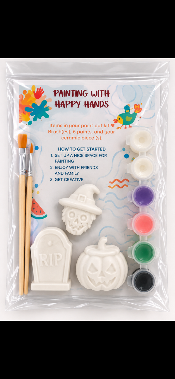 Pumpkin, Witch & Tombstone Halloween Paint Kit