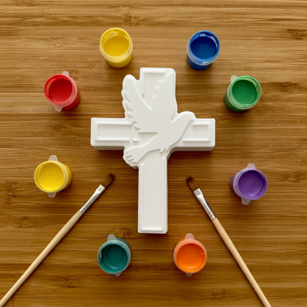 Cross with Dove Paint Kit