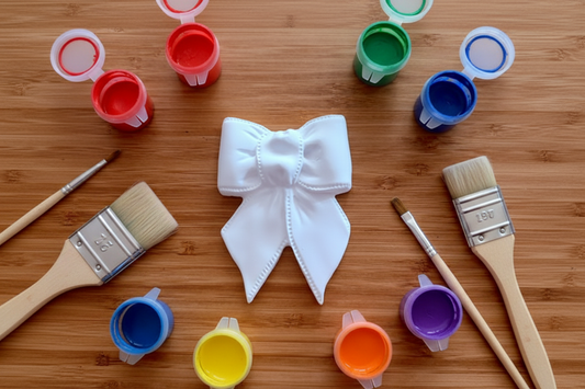 Polka Dot Bow on Clean Wood