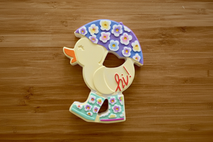 Floral bird on wood