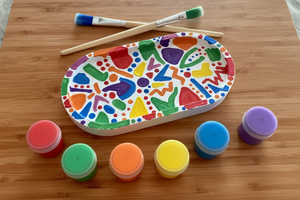 Painted Trinket Tray on Wood