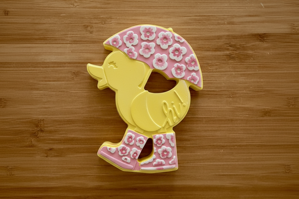 Yellow floral bird on wood